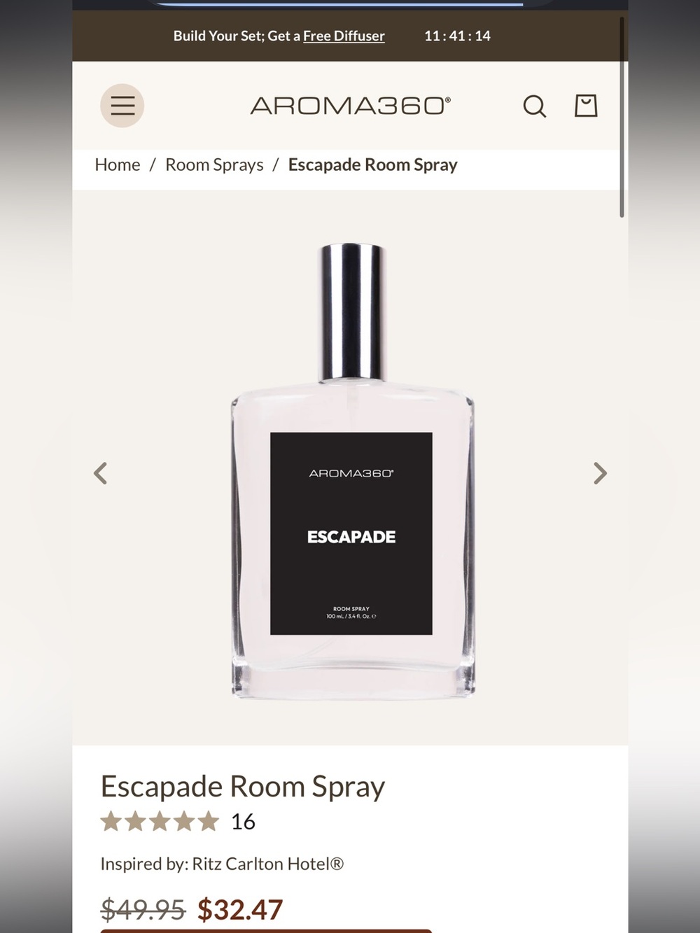 Aroma360 Escapade room spray 3.4 fl oz new